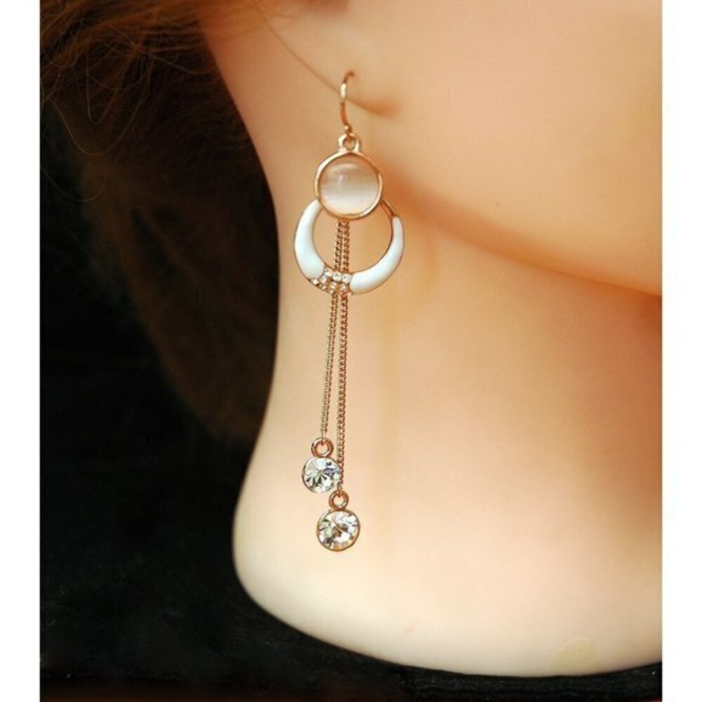 Blush Rose Gold Chandelier Earrings Cats Eye Crystal Earrings